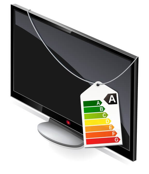 Fernseher mit Energielabel für Stromverbrauch