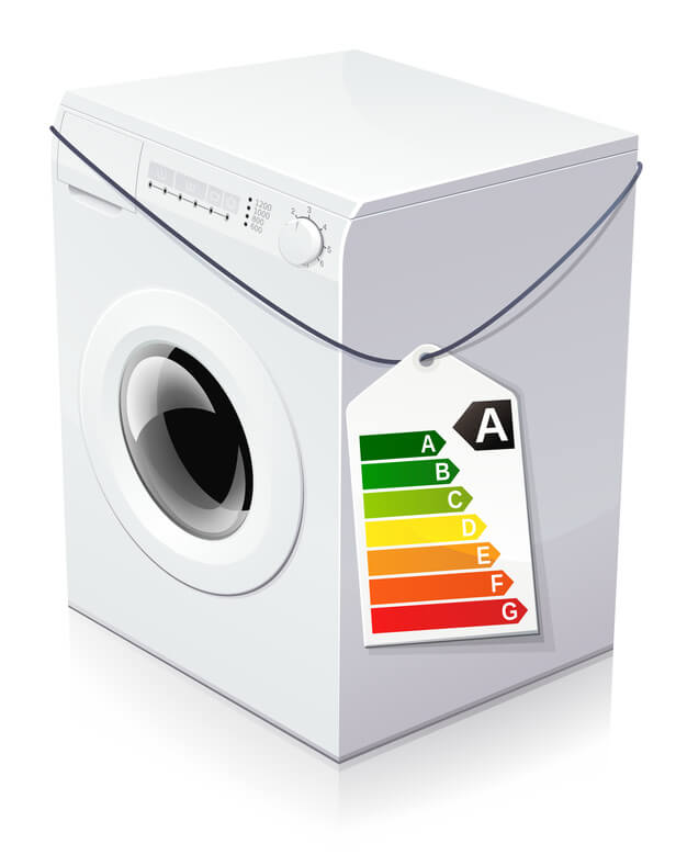 Waschmaschine mit Energielabel für Stromverbrauch
